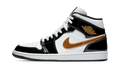 Jordan 1 Mid Patent Black White Gold