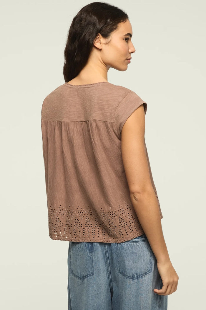 [157875-530] WOMENS LUCKY BRAND SHELL SLEEVE SQUARE NECK TOP - ETHEREA rubbersoled