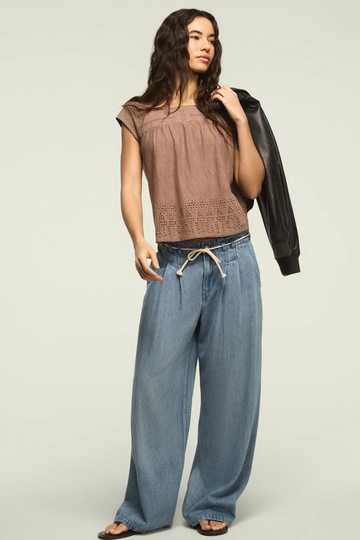 [157875-530] WOMENS LUCKY BRAND SHELL SLEEVE SQUARE NECK TOP - ETHEREA rubbersoled