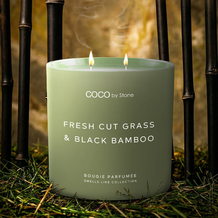 15oz Smells Like Fresh Cut Grass & Black Bamboo Candle Stone Candles