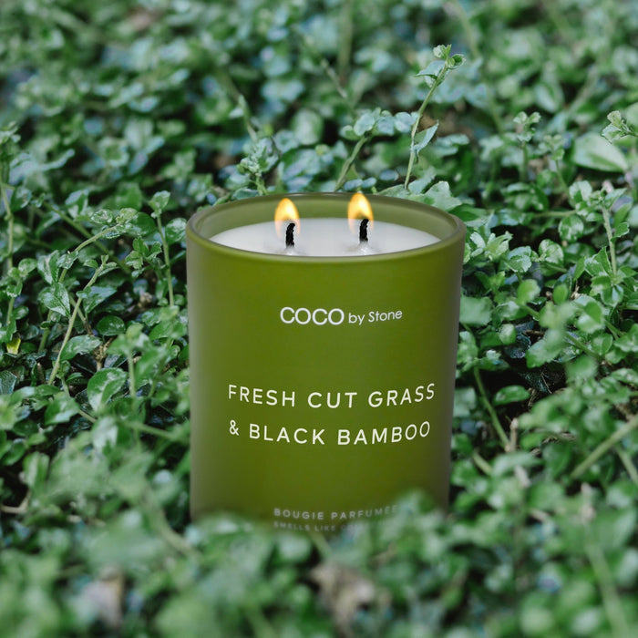15oz Smells Like Fresh Cut Grass & Black Bamboo Candle Stone Candles