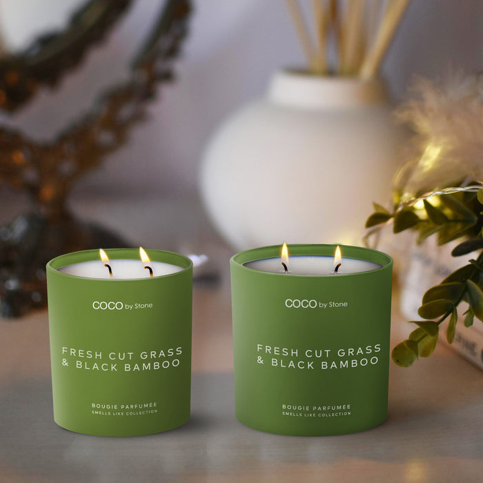 15oz Smells Like Fresh Cut Grass & Black Bamboo Candle Stone Candles