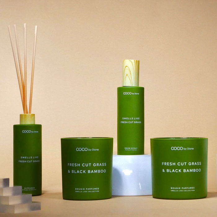 15oz Smells Like Fresh Cut Grass & Black Bamboo Candle Stone Candles