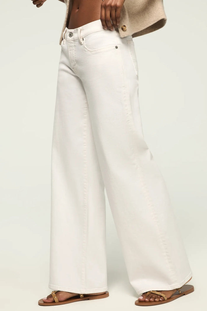 [163103-110] WOMENS LUCKY BRAND MID RISE SWEET WIDE LEG - WHITE LIES WASH rubbersoled