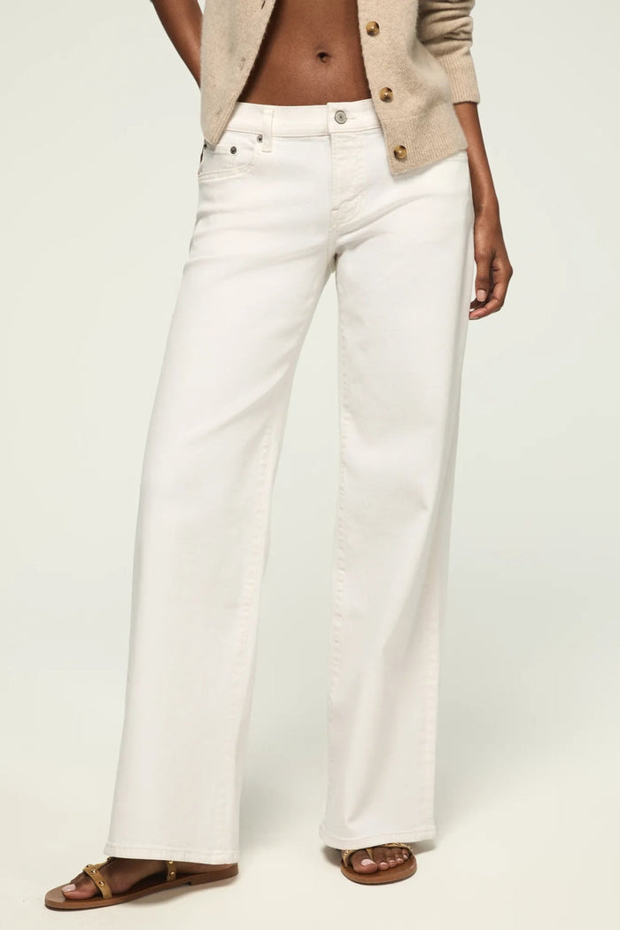 [163103-110] WOMENS LUCKY BRAND MID RISE SWEET WIDE LEG - WHITE LIES WASH rubbersoled