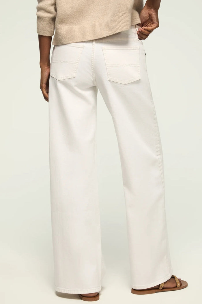 [163103-110] WOMENS LUCKY BRAND MID RISE SWEET WIDE LEG - WHITE LIES WASH rubbersoled