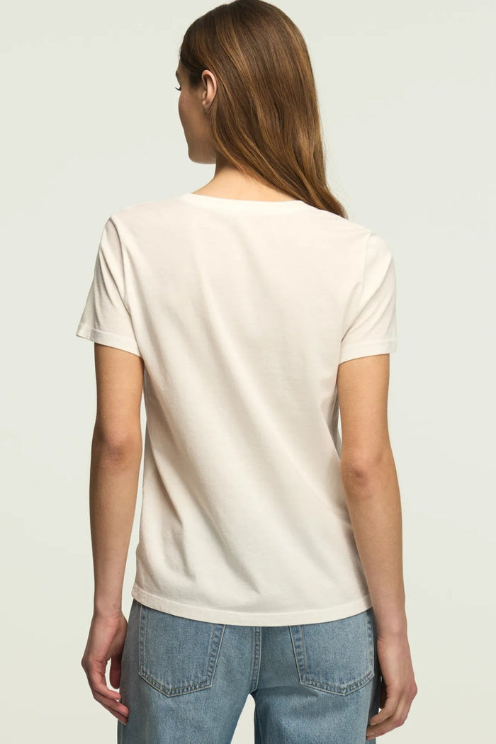 [163123-110] WOMENS LUCKY BRAND FLORAL ORNATE FRAME CLASSIC CREW - BRIGHT WHITE rubbersoled