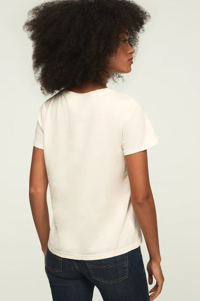 [163141-100] WOMENS LUCKY BRAND STAY LUCKY CARD CLASSIC CREW - GARDENIA rubbersoled