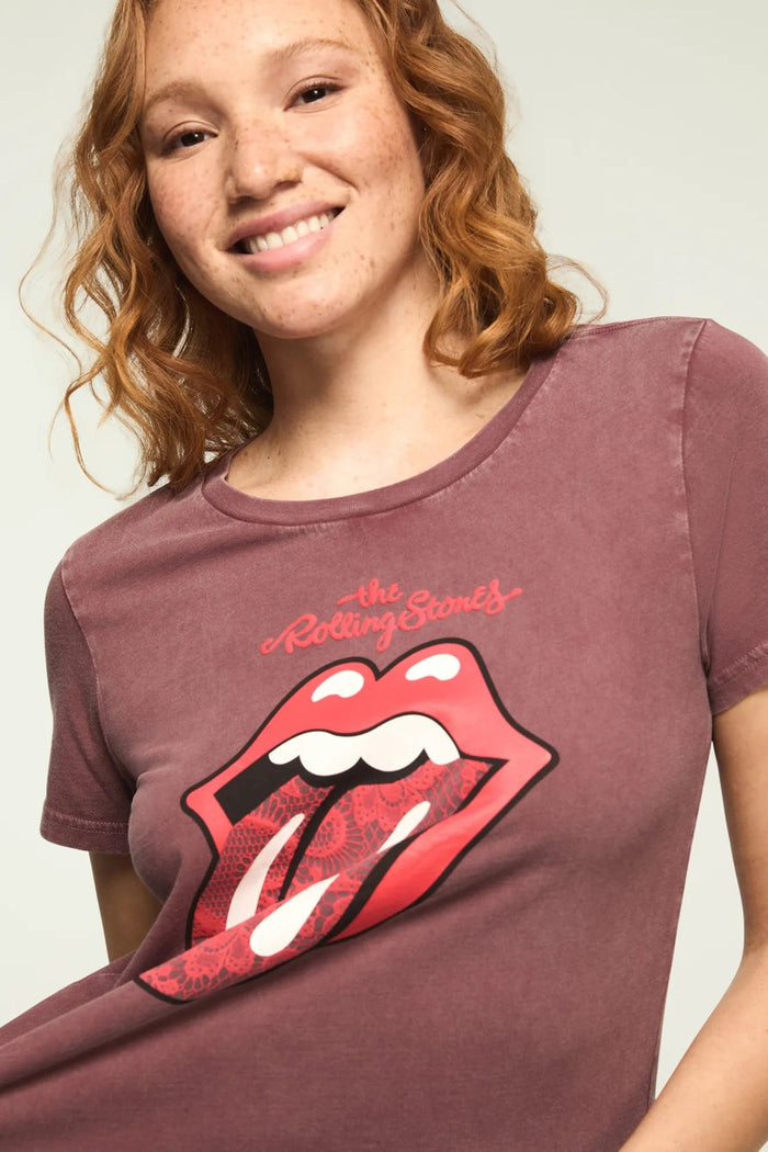 [163156-600] WOMENS LUCKY BRAND ROLLING STONES LACE LIPS CLASSIC CREW rubbersoled