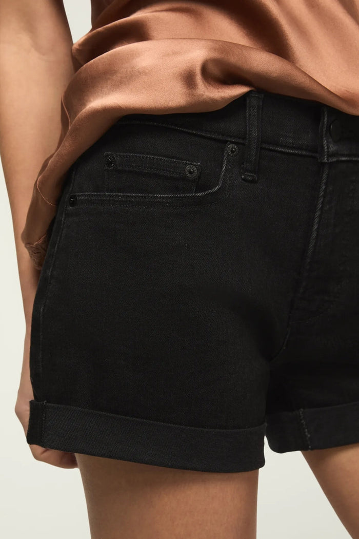 [163332-001] WOMENS LUCKY BRAND MID RISE AVA SHORT - CLEAN BLACK rubbersoled