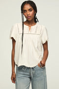 [167312-110] WOMENS LUCKY BRAND VERTICAL TRIMMED SHELL TEE - WHISPER WHITE rubbersoled