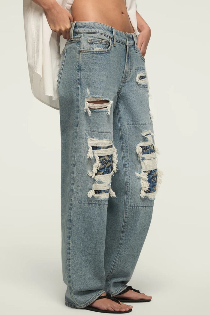 [167395-420] WOMENS LUCKY BRAND LUCKY LEGEND BAGGY - SKIPPING FLOWERS WASH rubbersoled