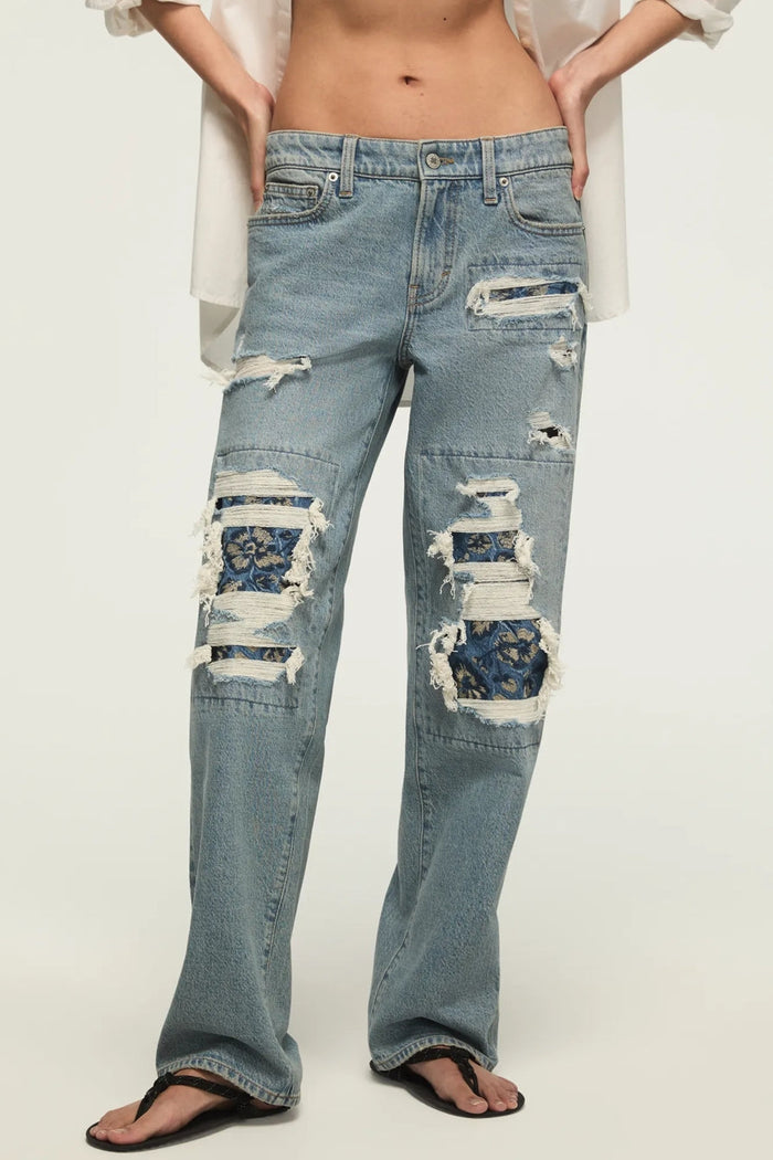 [167395-420] WOMENS LUCKY BRAND LUCKY LEGEND BAGGY - SKIPPING FLOWERS WASH rubbersoled