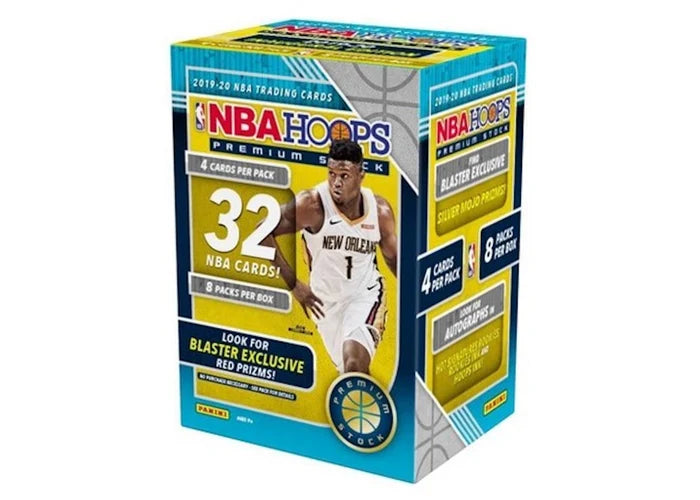 2019-20 Panini NBA Hoops Premium Stock Basketball Blaster Box 32 Ct. Red Prizms (Red Or Blue Box)