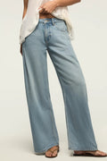 [7W15814-430] WOMENS LUCKY BRAND PLEATED LIQUID DENIM LUXE PALAZZO - RIVER rubbersoled
