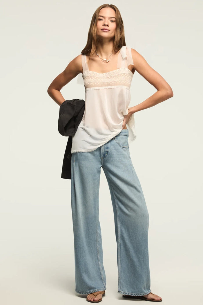 [7W15814-430] WOMENS LUCKY BRAND PLEATED LIQUID DENIM LUXE PALAZZO - RIVER rubbersoled