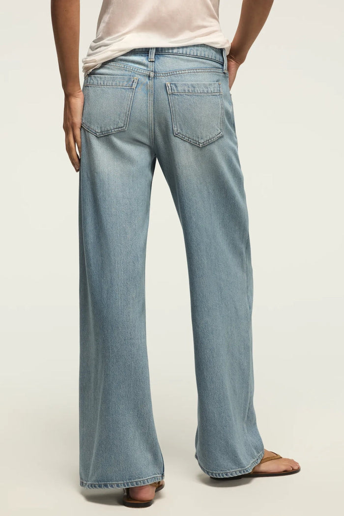 [7W15814-430] WOMENS LUCKY BRAND PLEATED LIQUID DENIM LUXE PALAZZO - RIVER rubbersoled