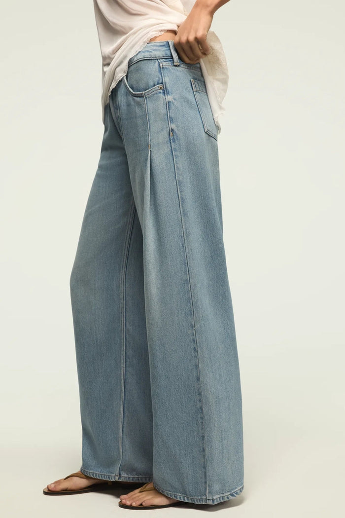 [7W15814-430] WOMENS LUCKY BRAND PLEATED LIQUID DENIM LUXE PALAZZO - RIVER rubbersoled