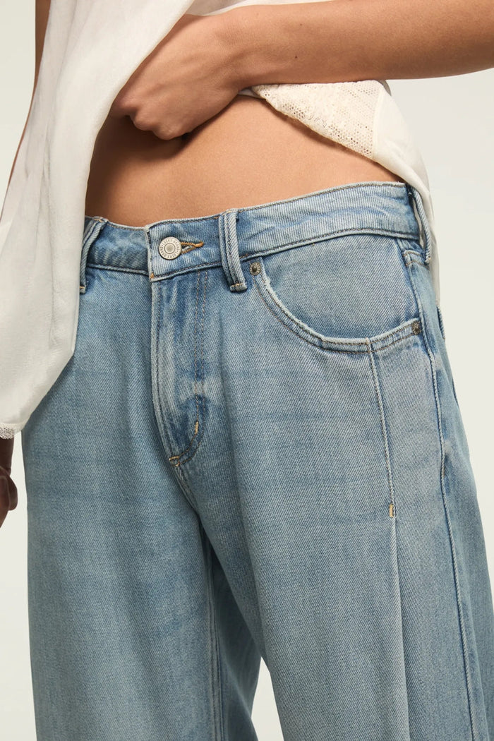[7W15814-430] WOMENS LUCKY BRAND PLEATED LIQUID DENIM LUXE PALAZZO - RIVER rubbersoled