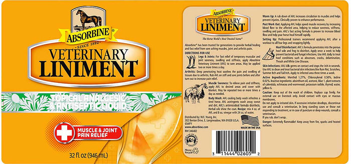 Absorbine Veterinary Liniment Liquid - Y1L3 - Liniment - 32 oz - 5