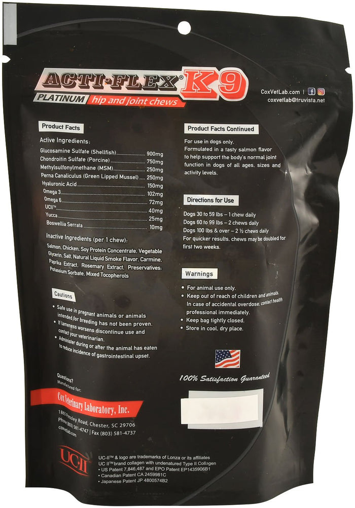 Acti - Flex K - 9 Platinum Hip & Joint Chews for Dogs - CVLBC - 30 count - 2