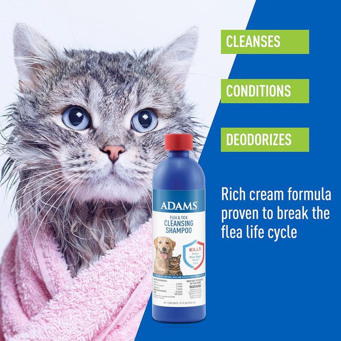 Adams Flea & Tick Cleansing Shampoo - FAH8 - 12 oz - 4