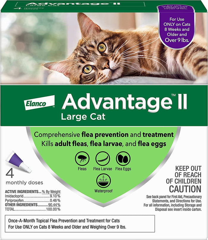 Advantage II Topical Flea Control for Cats & Kittens - E8A6 - Large Cats (over 9 lbs) - 4 pack - 3