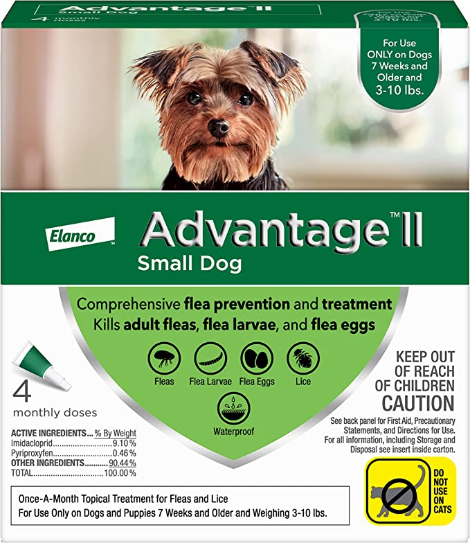 Advantage II for Dogs - E8A1 - 4 pack - Small Dogs (3 - 10 lbs) - 1