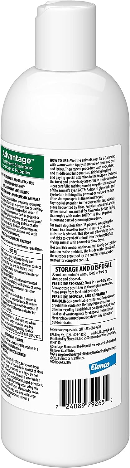 Advantage Treatment Shampoo for Dogs & Puppies - E8AS - 12 oz - 4