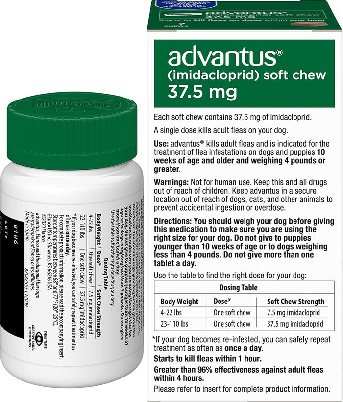 Advantus (imidacloprid) Oral Flea Treatment Soft Chews for Dogs - E81F - 23 - 110 lbs - 7 count - 2