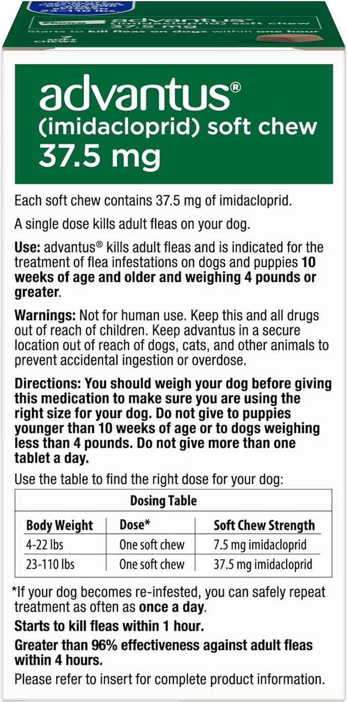 Advantus (imidacloprid) Oral Flea Treatment Soft Chews for Dogs - E81F - 23 - 110 lbs - 7 count - 3