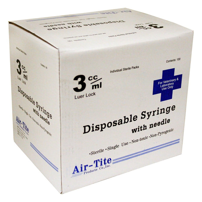 Air - Tite Luer Lock Syringes with Needles, 100 Count - 01101AT-3X22X3-4LL - 3cc LL with 22 g x 3/4" - 1