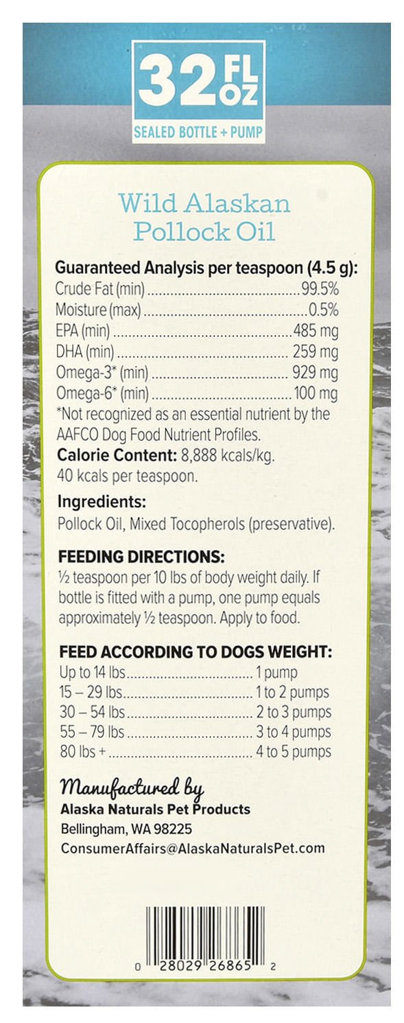 Alaska Naturals Wild Alaskan Pollock Oil for Dogs, 32 oz - ANP1C - 3