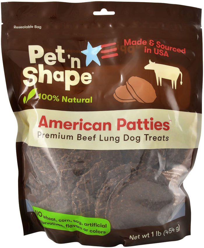 American Patties Premium Beef Lung Dog Treats - QYBR - 1 lb - 1
