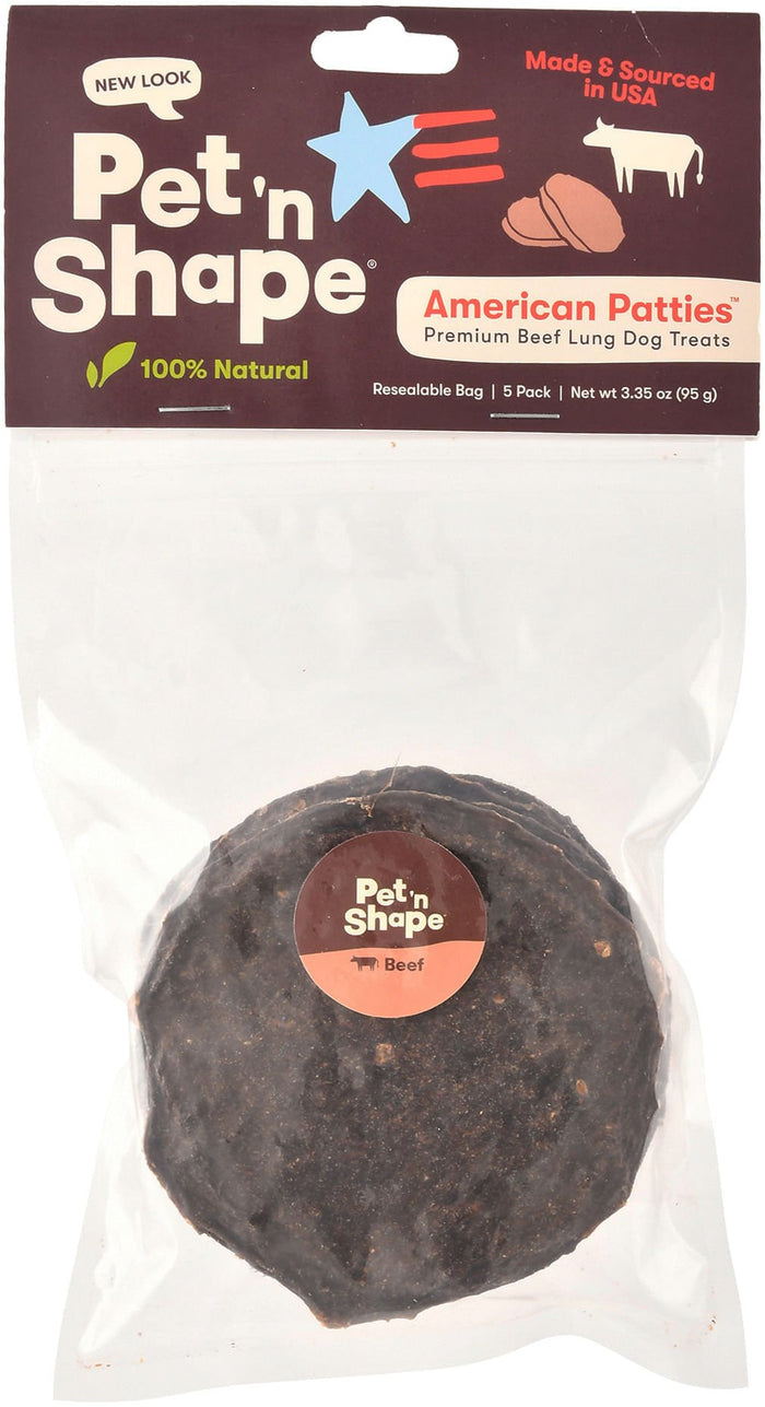 American Patties Premium Beef Lung Dog Treats - QYBR - 1 lb - 5