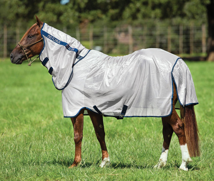 Amigo Mio Fly Sheet with Integrated Neck Cover – Breathable, Insect & UV Protection Horse Sheet - FOM2 - 69 in - Bronze/Navy - 1