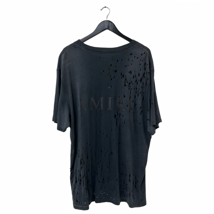 Amiri Shotgun Logo Distressed Tee Black