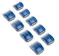 Andis 9 - Piece Universal Small Comb Set – Attachment Guide Combs for Detachable Clipper Blades (Sizes 1/16" to 9/16") - AC1F - 9 Piece Set - Blue - 1