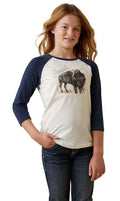 Ariat Girl's Painted Buffalo Raglan T-Shirt - AI239 - Small - 1