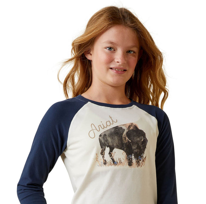 Ariat Girl's Painted Buffalo Raglan T-Shirt - AI23C - XLarge - 8