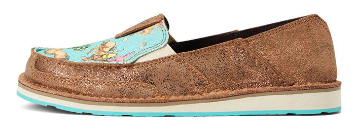 Ariat Women's Cruiser Slip - On Shoes – Comfortable, Lightweight Moc Toe Casual Shoes for Everyday Wear - AI2W1 - 6 - Regular - Copper Metallic/Bucking Turquoise - 1