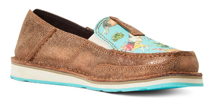 Ariat Women's Cruiser Slip - On Shoes – Comfortable, Lightweight Moc Toe Casual Shoes for Everyday Wear - AI2W1 - 6 - Regular - Copper Metallic/Bucking Turquoise - 4