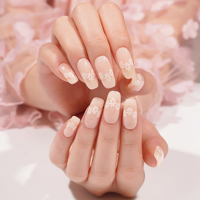 Stickers ongles en gel Aubelia Geeli House, laiteux transparent à fleurs légères
