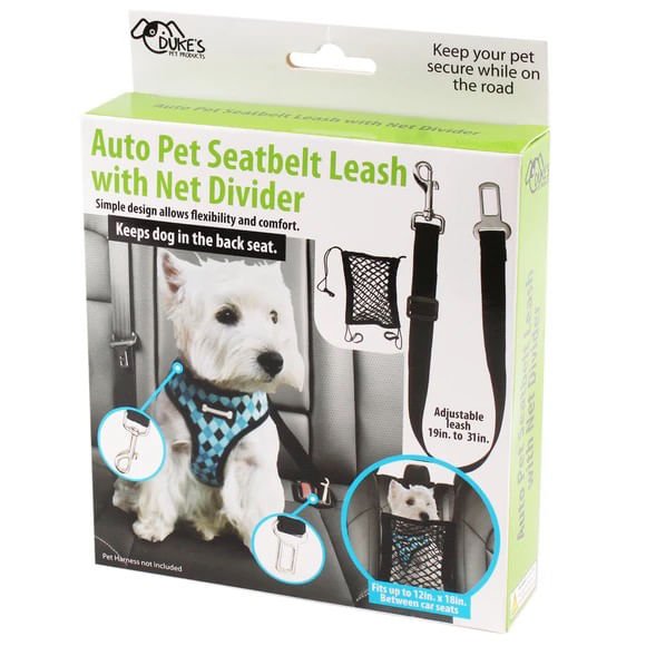 Auto Pet Seat Belt Leash with Net Divider - KL2L - Medium - 1