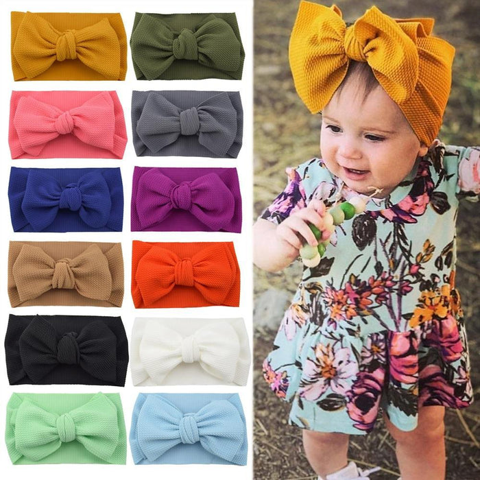 Baby Girls Headband Big Bow Hair Band Kids Adjustable Head Wrap Turban Infant Hair Accessories