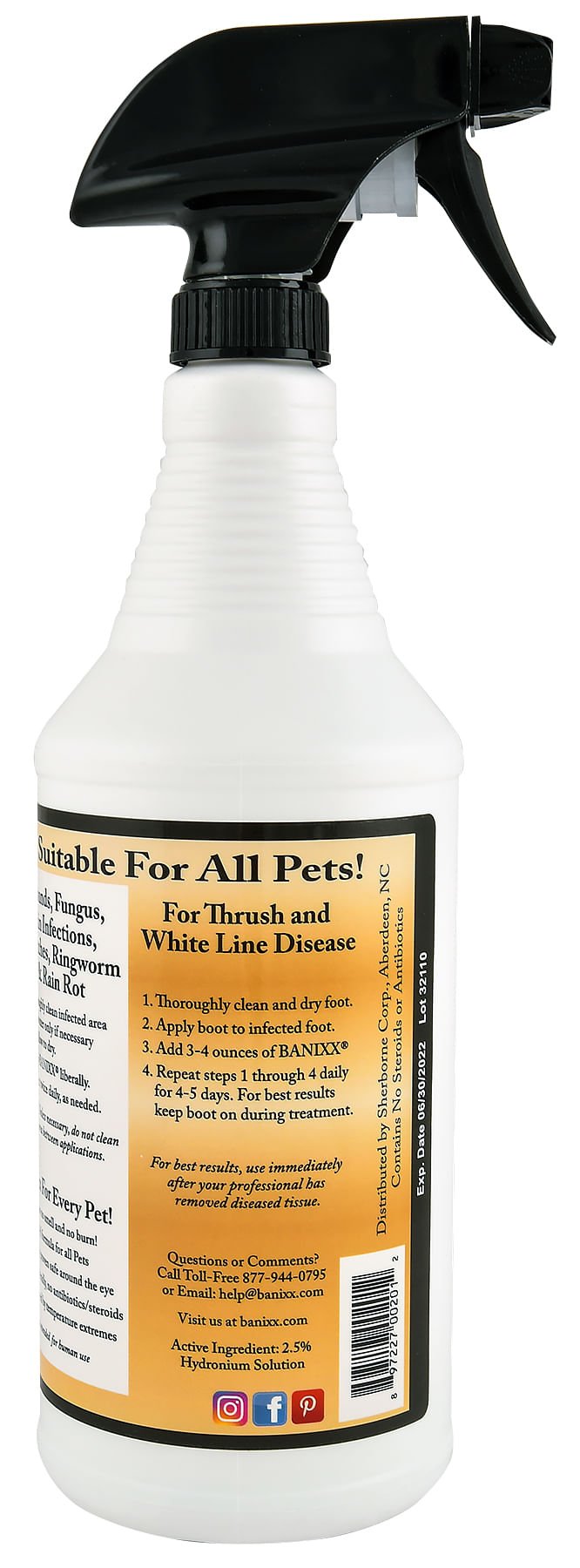 Banixx Horse & Pet Care Antibacterial & Antifungal Spray - SHEB2 - 32 oz - 5