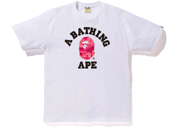 BAPE Fire Camo College Tee White/Pink