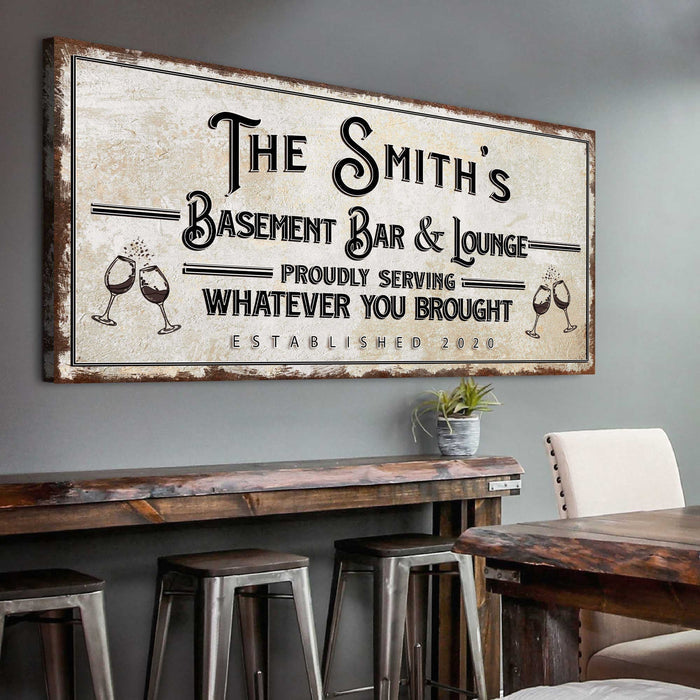 Basement Bar And Lounge Sign Tailored Canvases