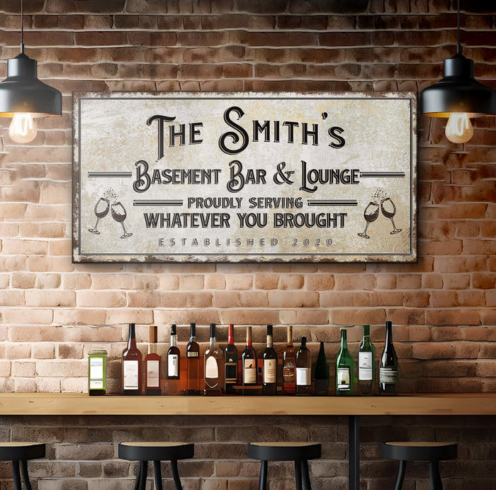 Basement Bar And Lounge Sign Tailored Canvases