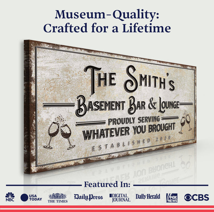 Basement Bar And Lounge Sign Tailored Canvases